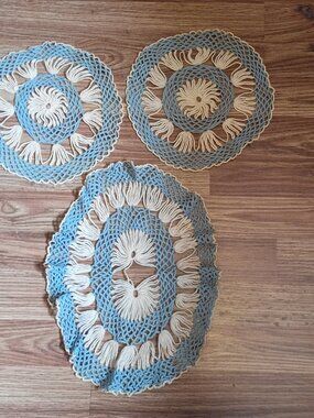 Crochet Doilies 3 Blue White